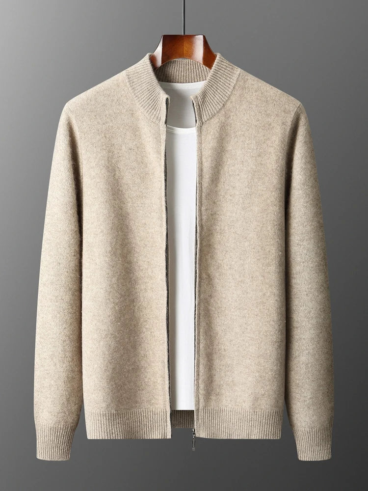 Choice High Quality Men Zipper Wool Cardigan Cashmere Sweater Autumn Winter Thick Smart Casual 100% Merino Wool Knitwear Tops